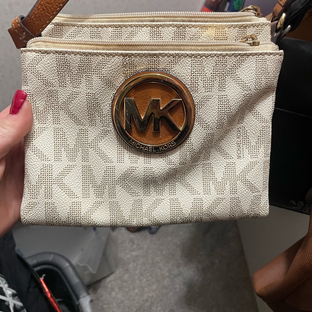 Michael Kors Beige and Tan Wristlet